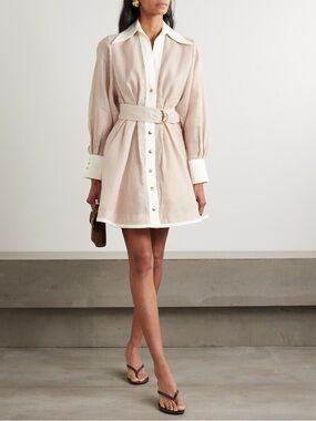 NWOT Zimmermann Hypnotic Tuck Striped Poplin Mini Shirtdress